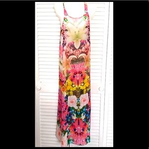 Echo Sheer Racerback Maxi Floral Dress Medium